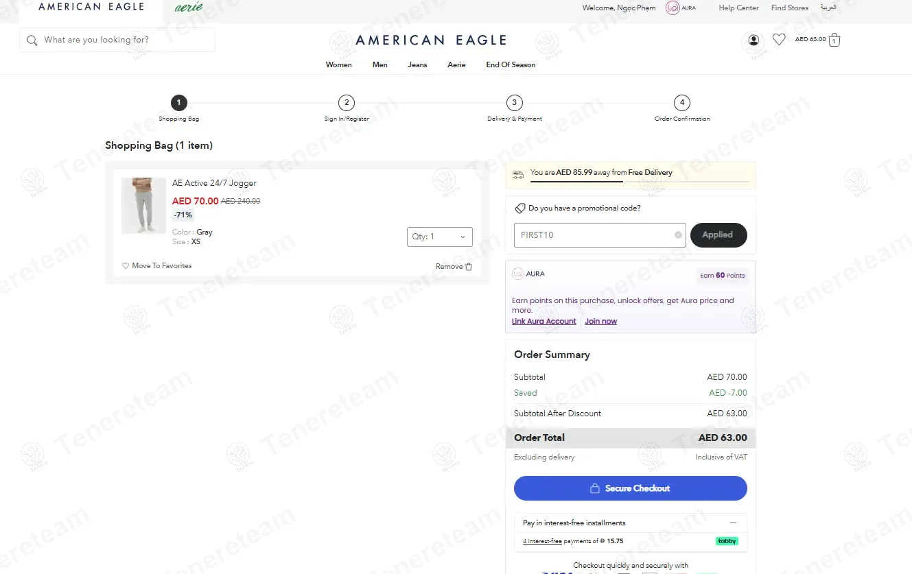 American Eagle UAE coupon code: 10% off with FIRST10. Tested and valid as 11 months ago.