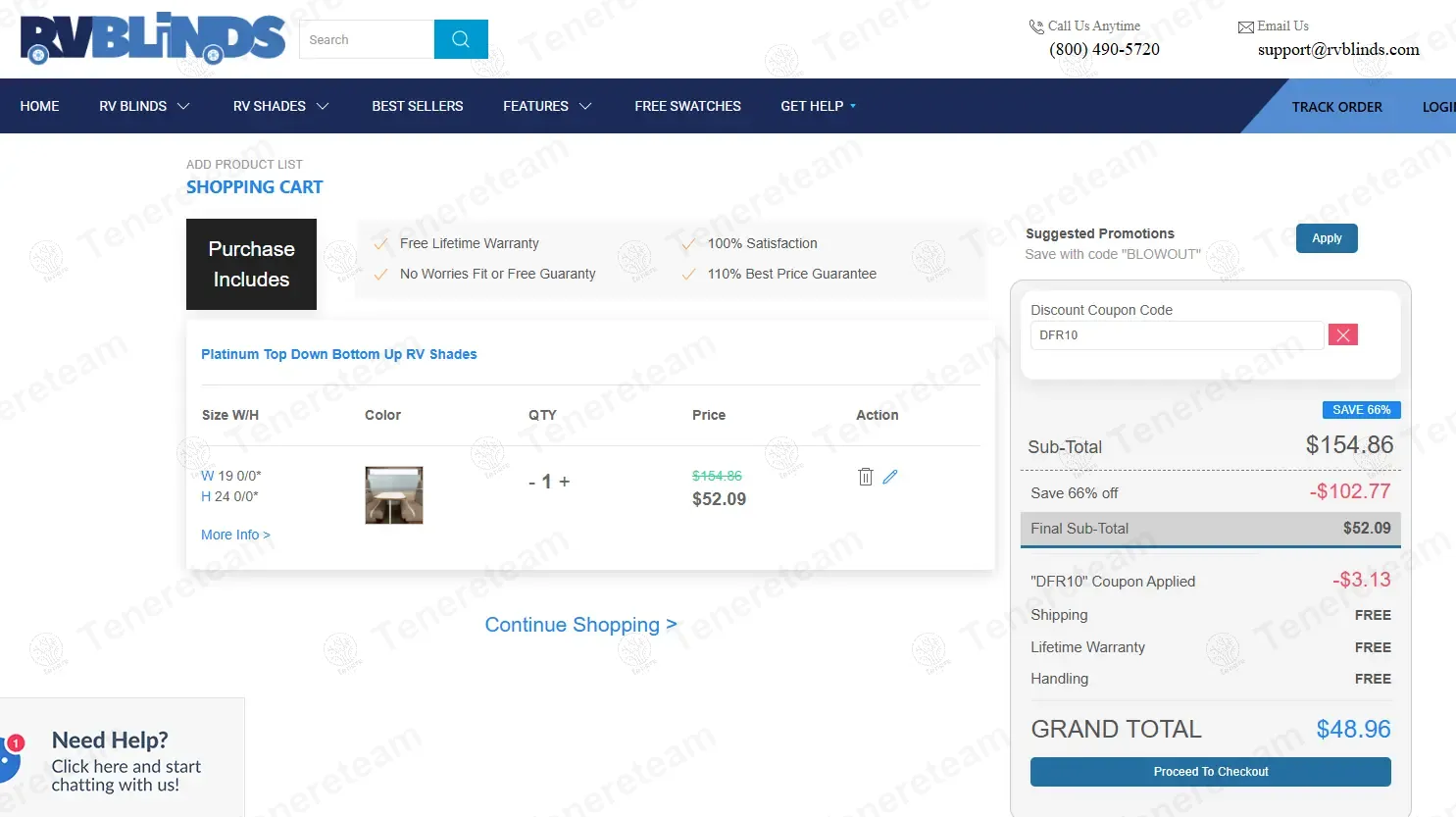 Rv Blinds coupon code: 6% off with DFR10. Tested and valid as 1 year ago.