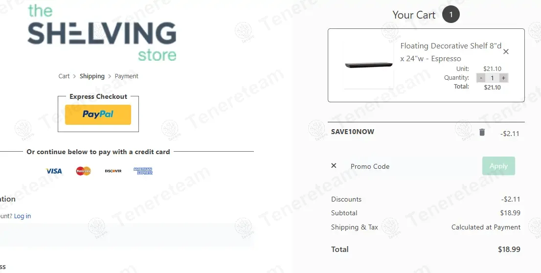 The Shelving Store coupon code: 10% off with SAVE10NOW. Tested and valid as 9 months ago.