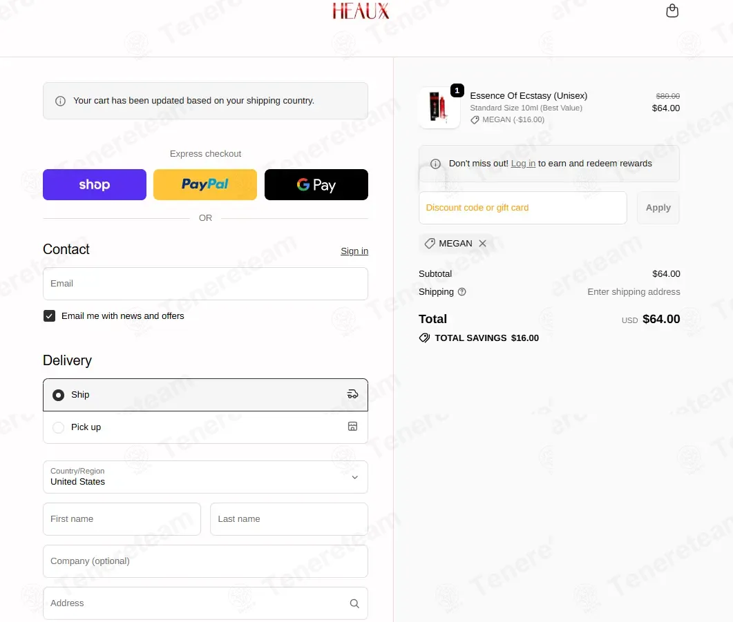 Heaux Cosmetics apply coupon code