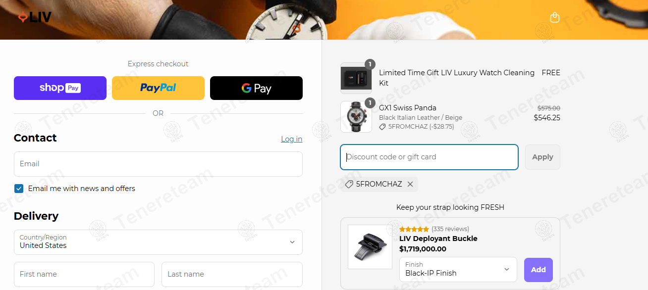 Liv Watches coupon code: 5% off with 5FROMCHAZ. Tested and valid as 8 months ago.