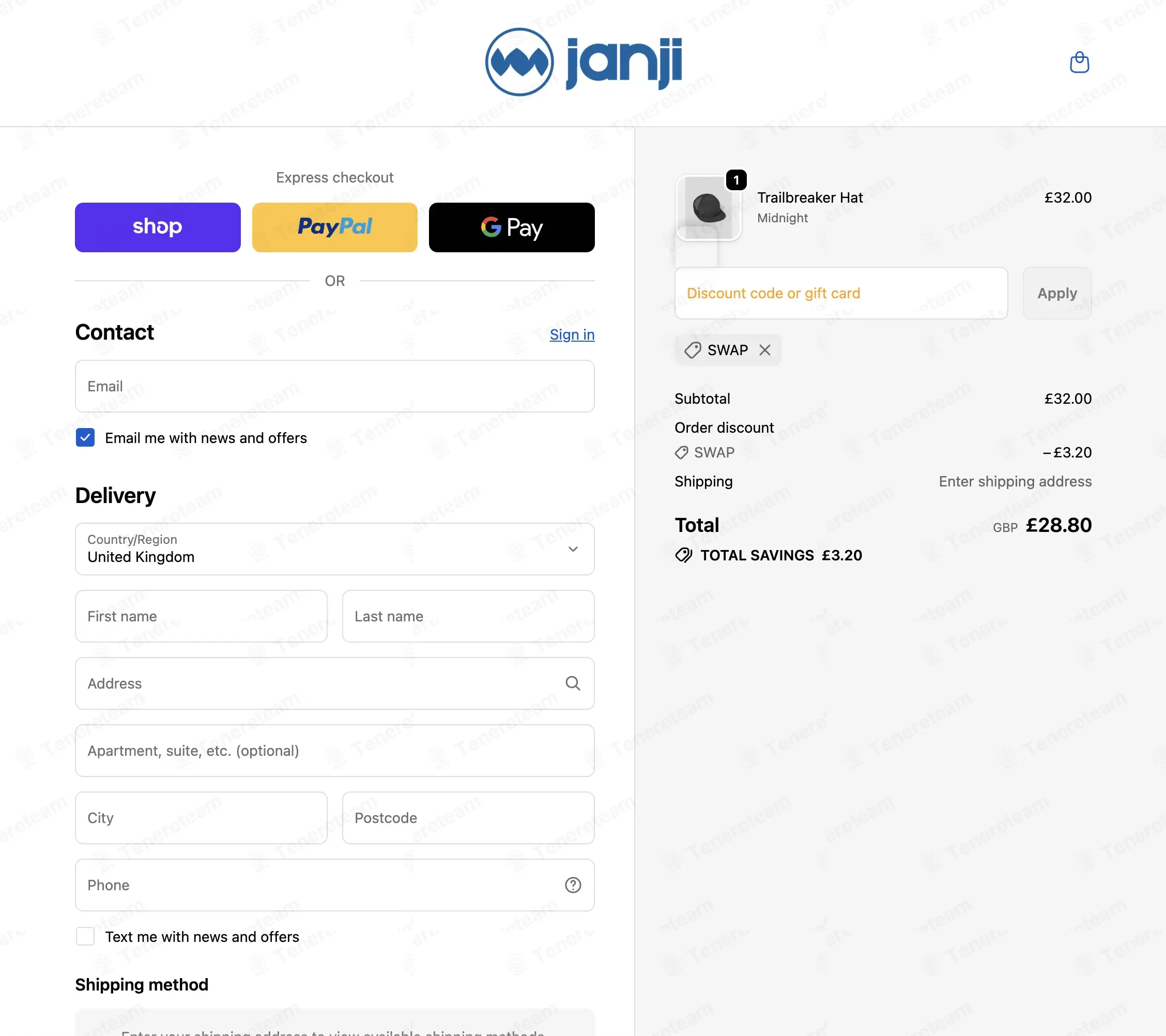 Janji UK coupon code: 10% off with SWAP. Tested and valid as 3 weeks ago.