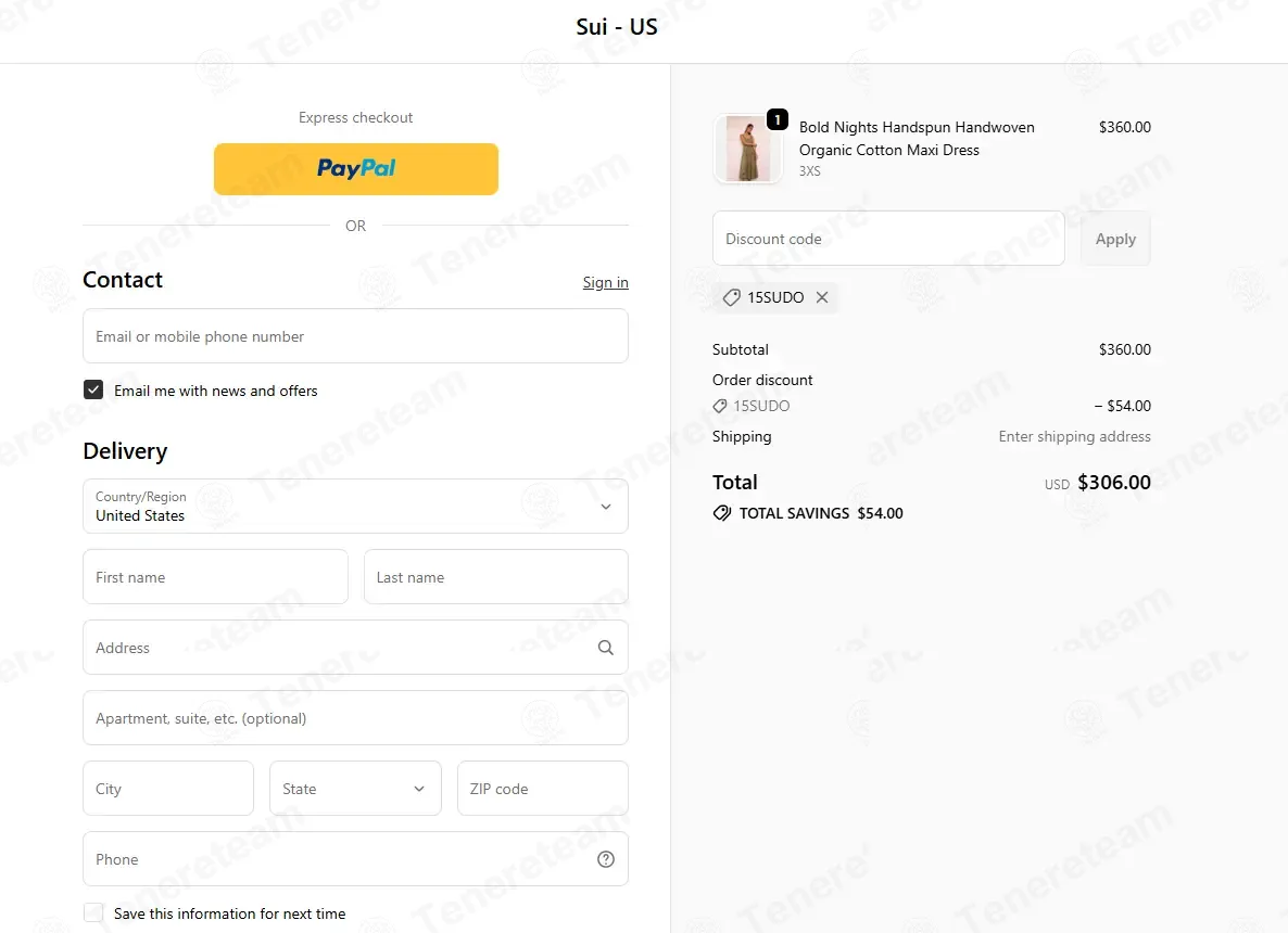 We Are Sui US coupon code: 15% off with 15SUDO. Tested and valid as 3 weeks ago.