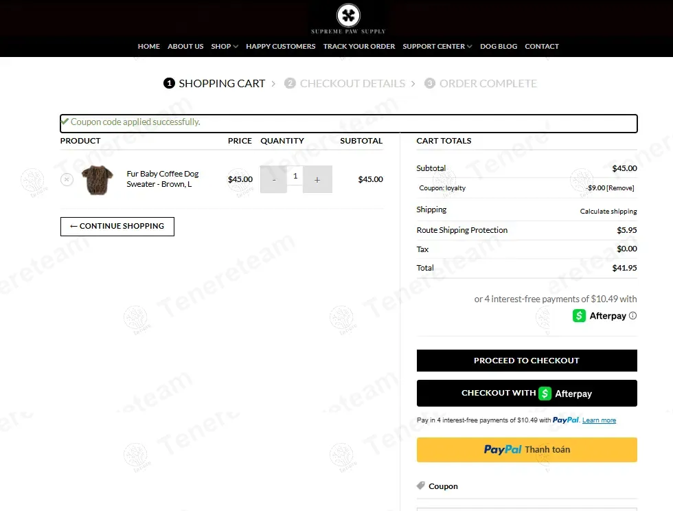 Supreme Paw Supply apply coupon code