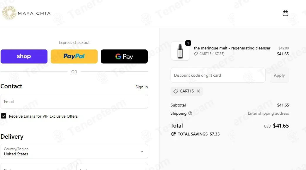 Maya Chia coupon code: 15% off with cart15. Tested and valid as 8 months ago.
