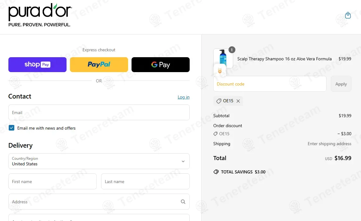 PURA D'OR coupon code: 15% off with OE15. Tested and valid as 1 year ago.