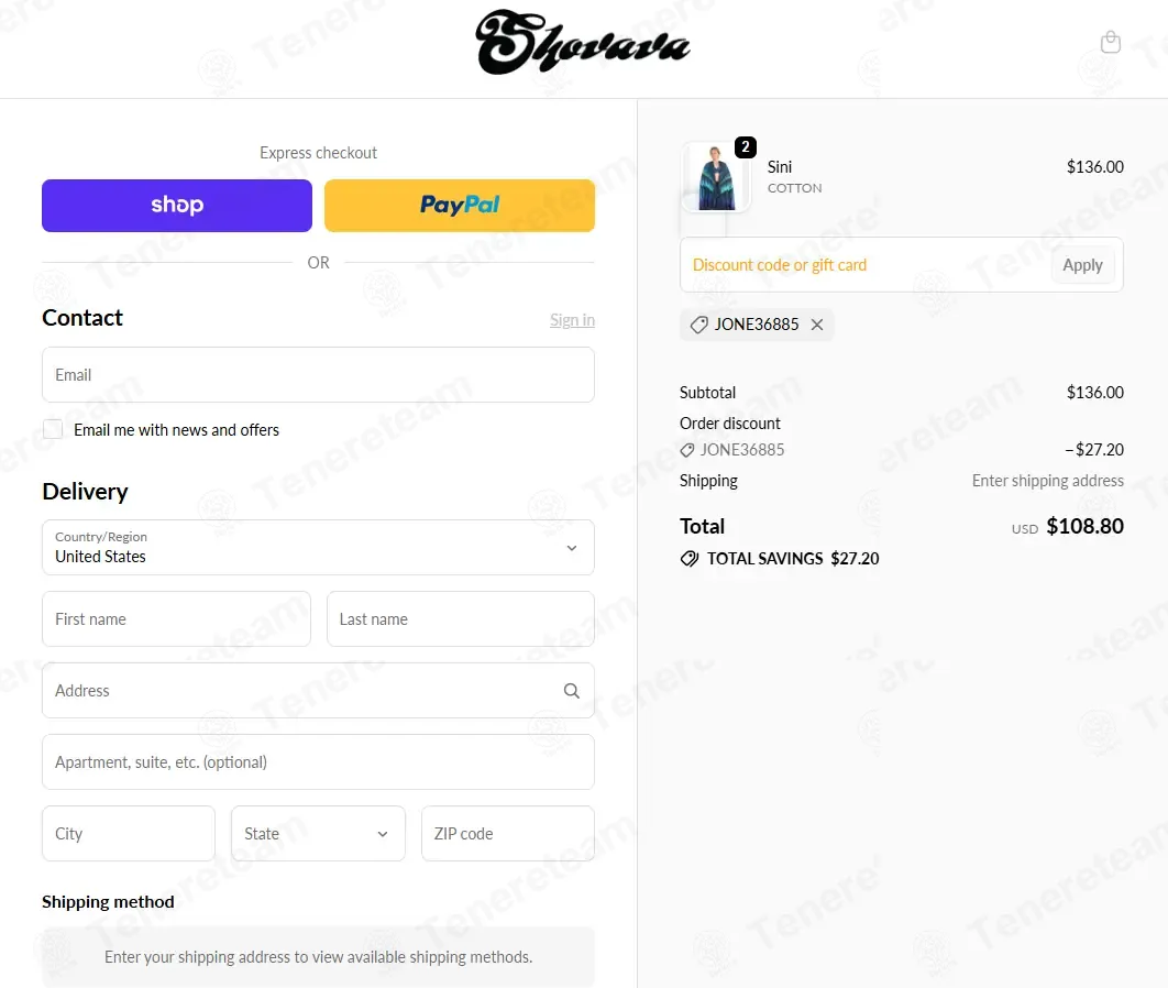 Shovava coupon code: 20% off with JONE36885. Tested and valid as 4 weeks ago.