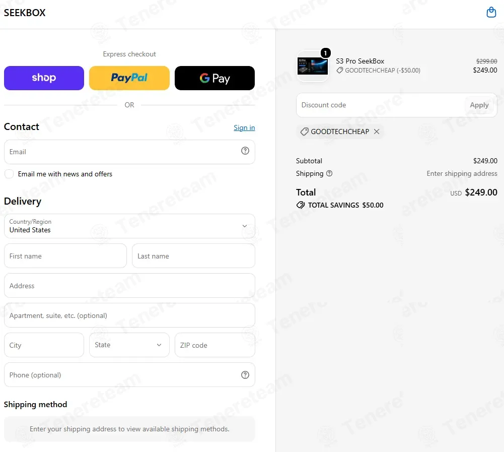 SeekBox apply coupon code