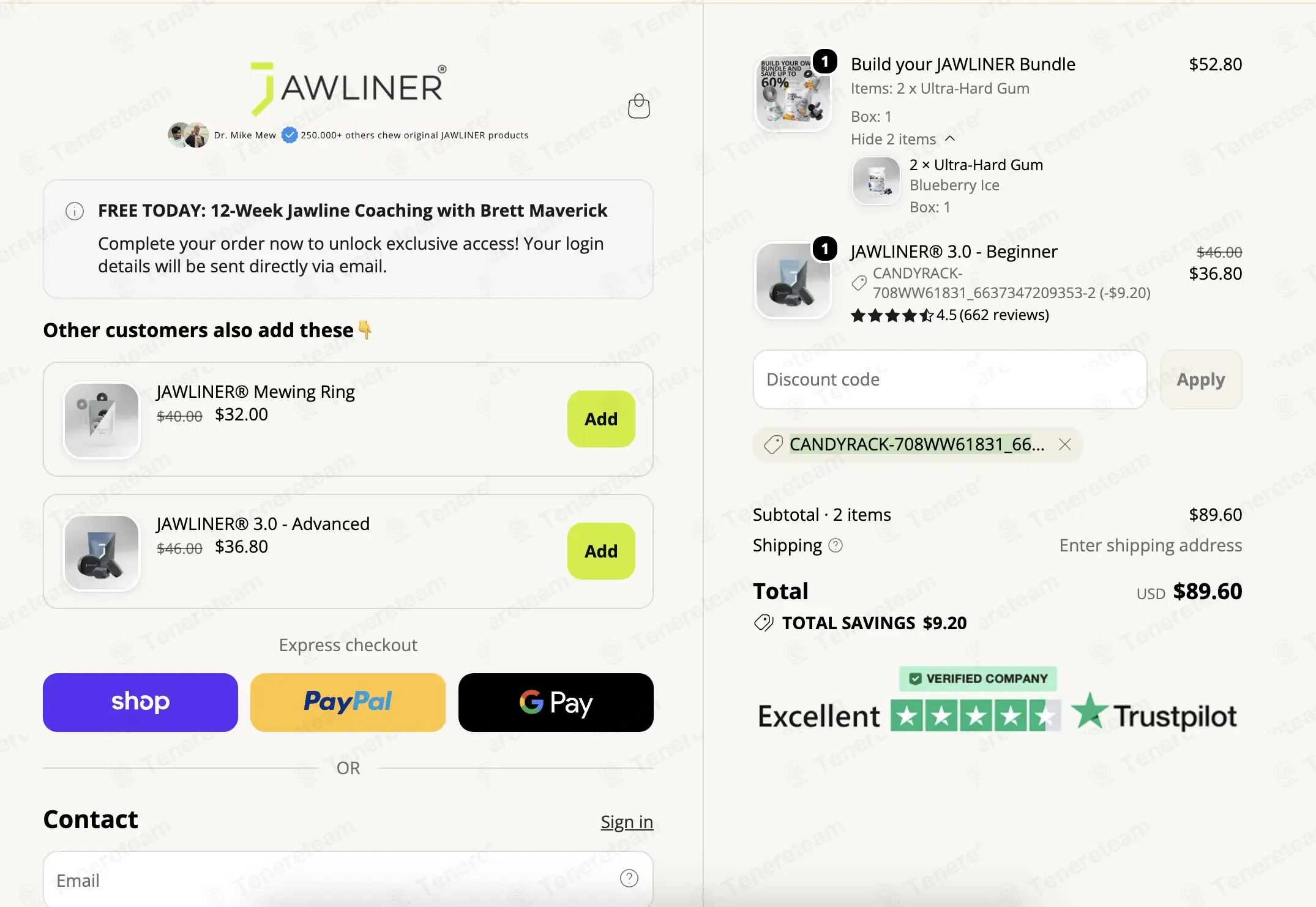 Jawliner coupon code: 20% off with CANDYRACK-708WW61831_6637347209353-2. Tested and valid as 2 weeks ago.