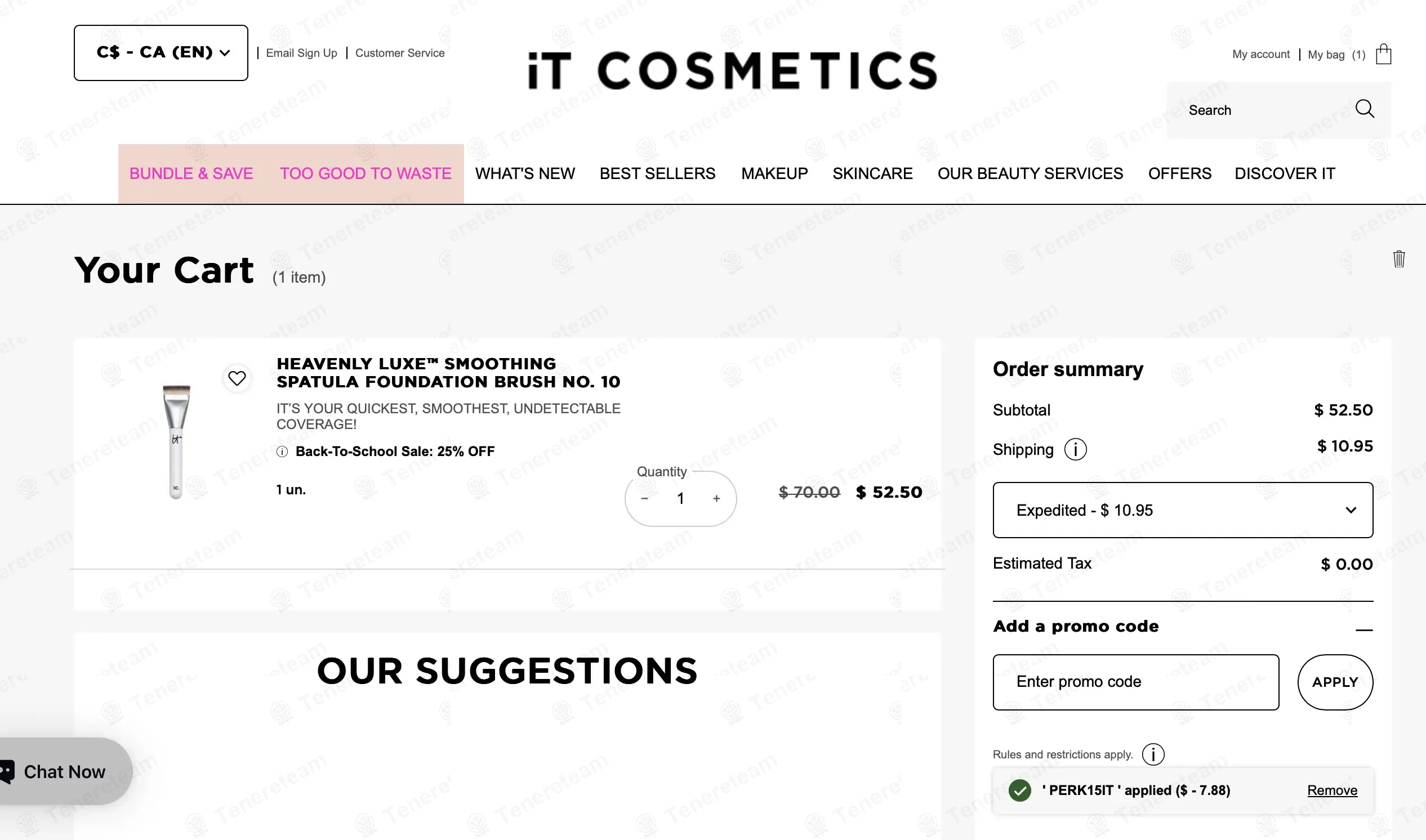 IT Cosmetics CA coupon code: 15% off with PERK15IT. Tested and valid as 9 months ago.