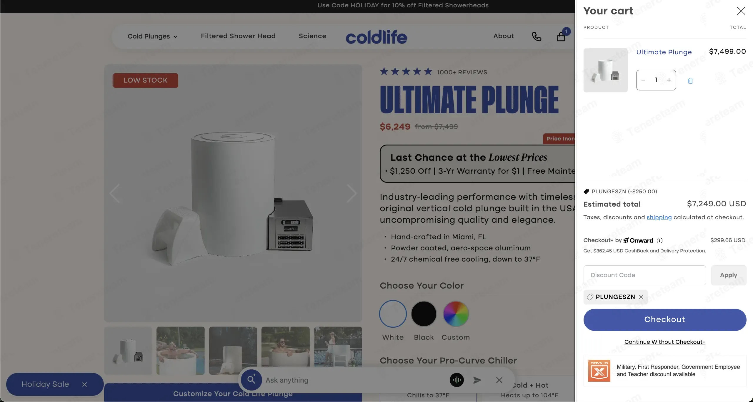 The Cold Life coupon code: $250 off with PLUNGESZN. Tested and valid as 2 months ago.