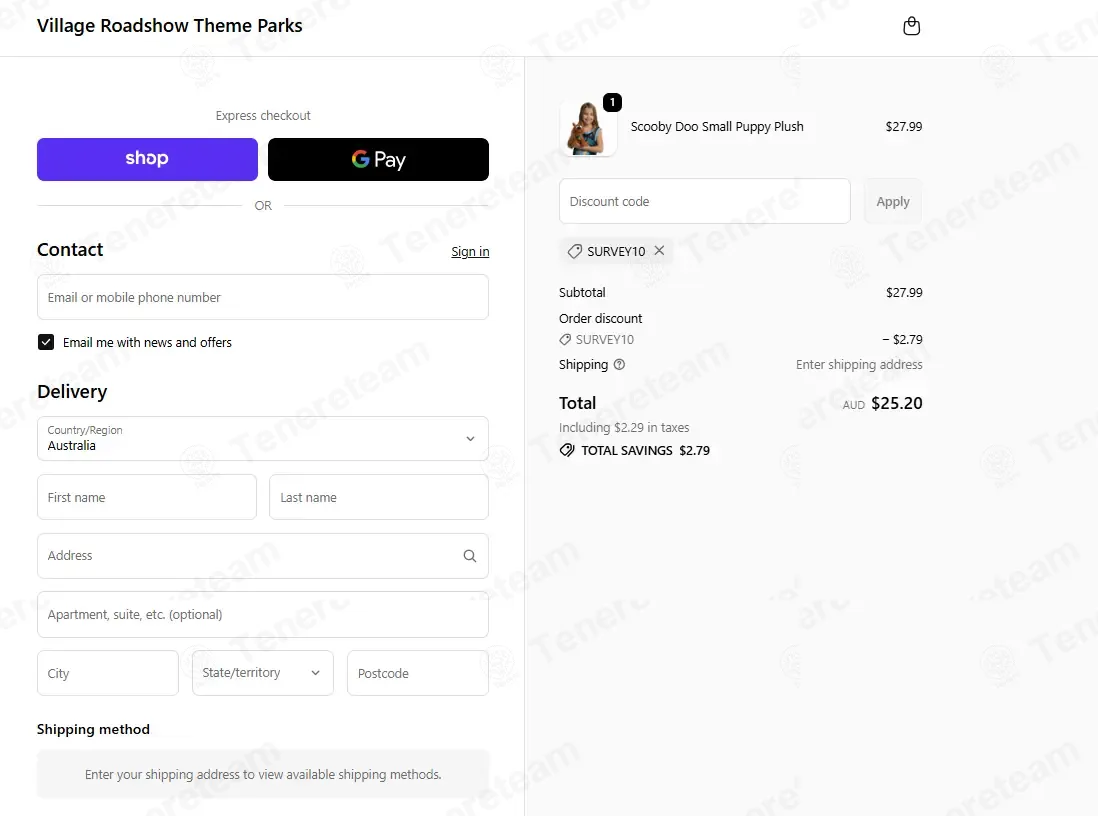 Village Roadshow Theme Parks coupon code: 10% off with SURVEY10. Tested and valid as 6 months ago.