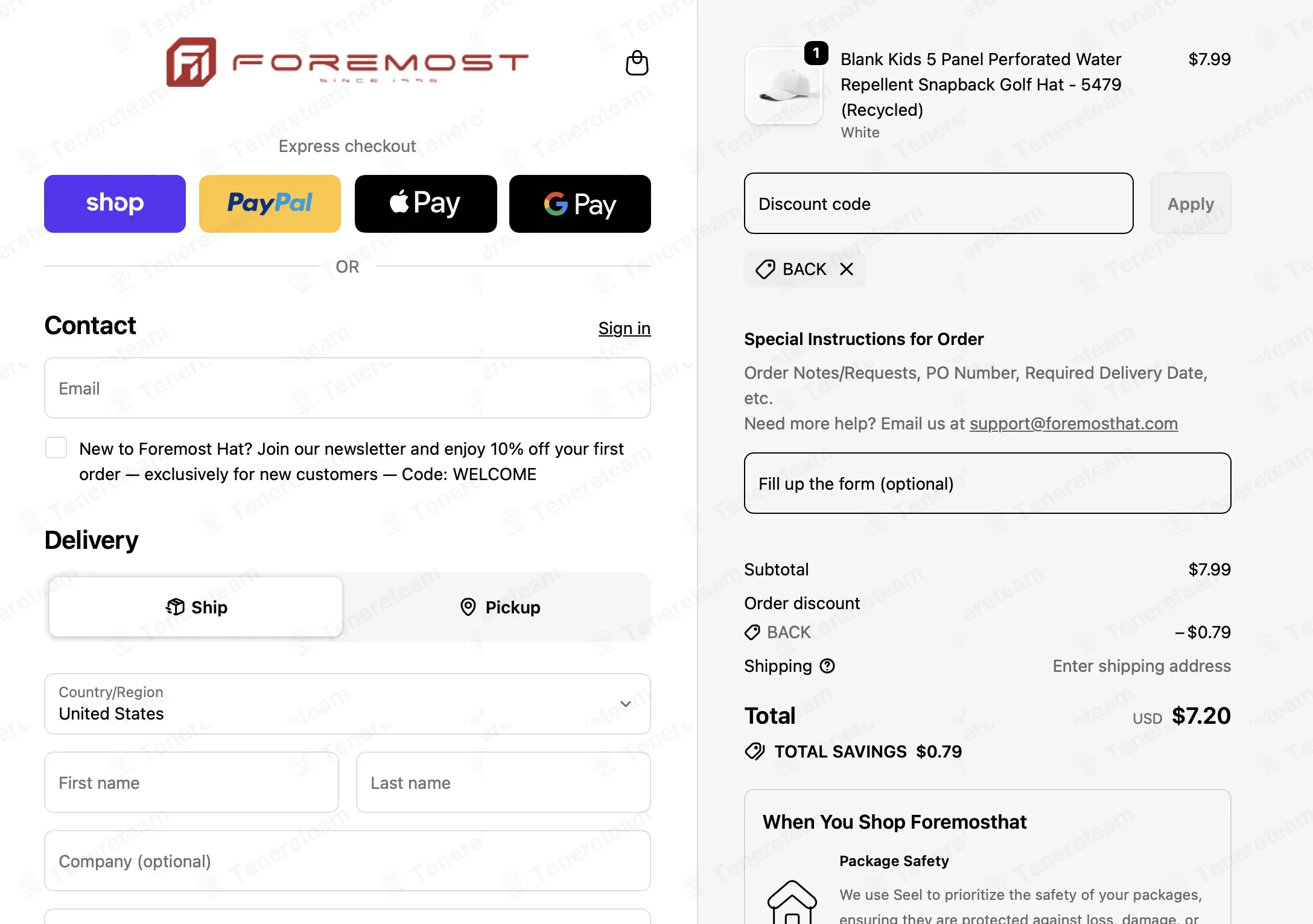 Foremost Hat Shop coupon code: 10% off with BACK. Tested and valid as 1 month ago.