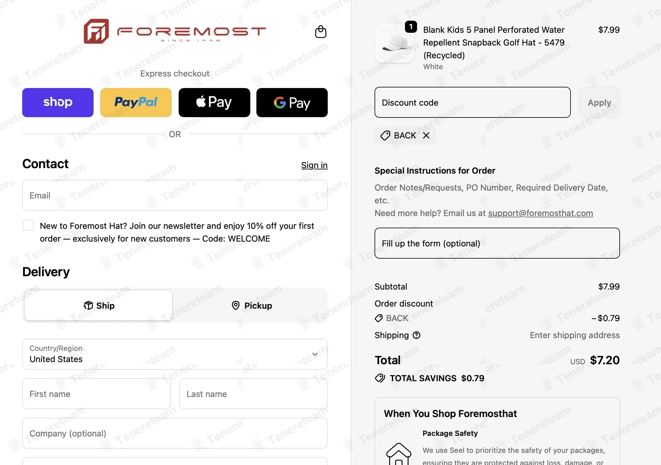 Foremost Hat Shop coupon code: 10% off with BACK. Tested and valid as 1 month ago.