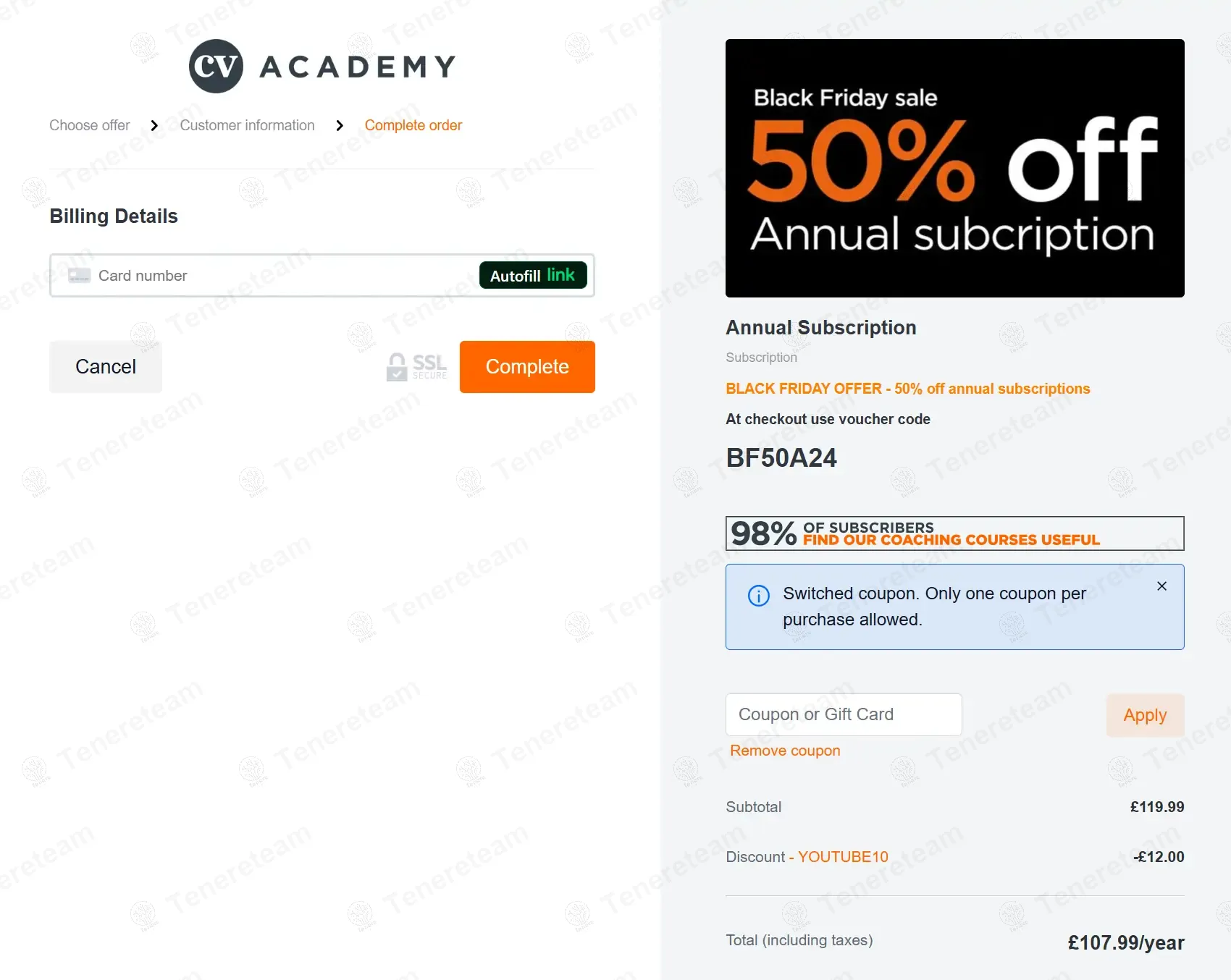 CV Academy coupon code: 10% off with YOUTUBE10. Tested and valid as 1 year ago.