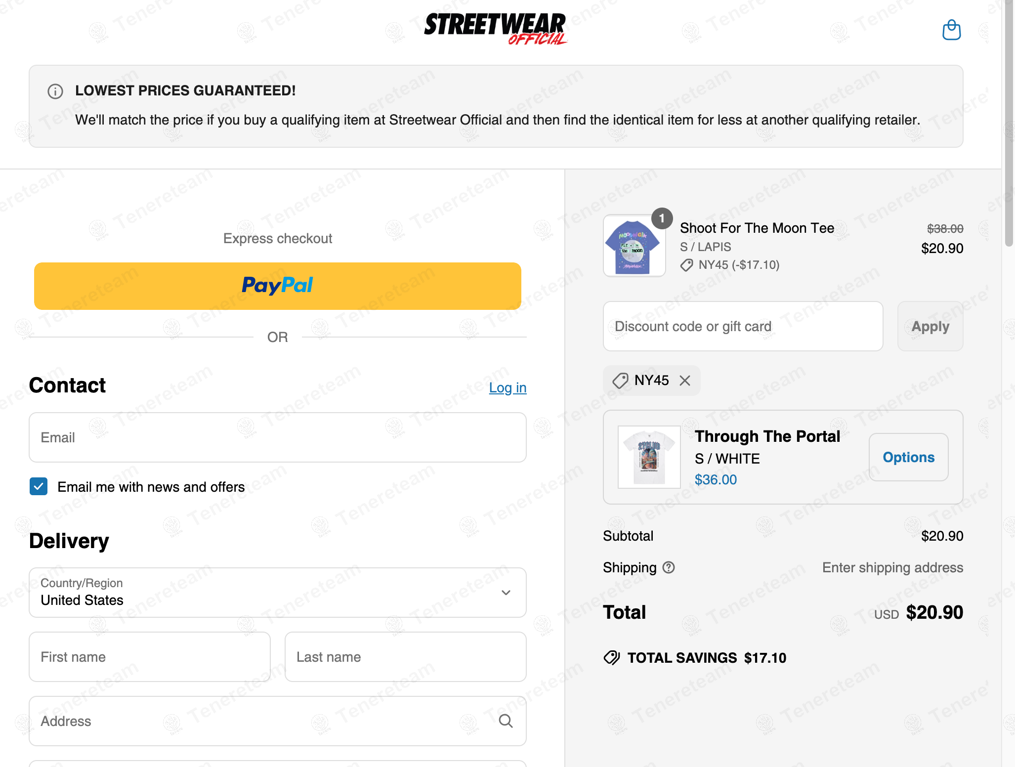 Streetwear Official coupon code: 55% off with NY45. Tested and valid as 7 months ago.