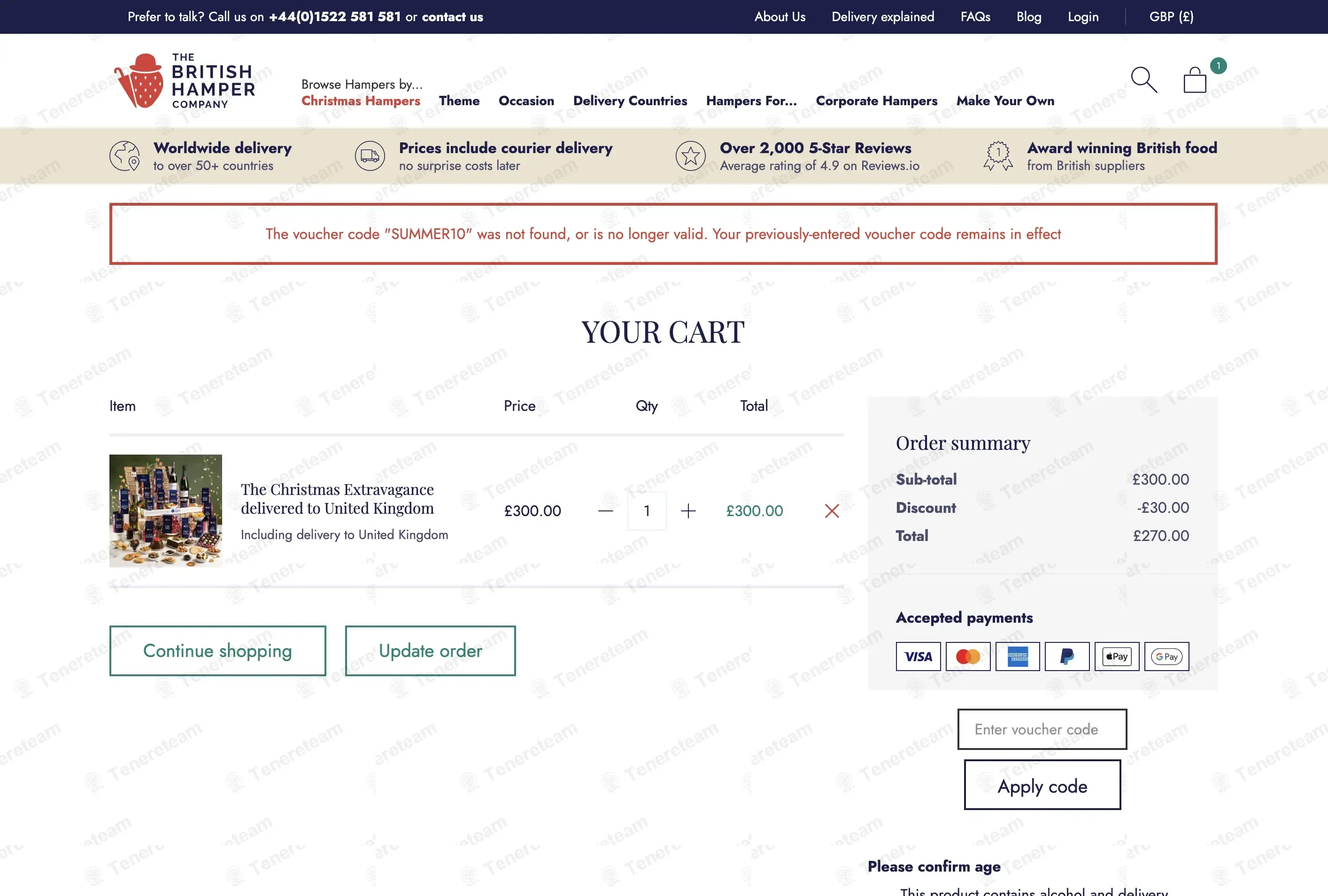 The British Hamper Company coupon code: 10% off with SUMMER10. Tested and valid as 4 months ago.