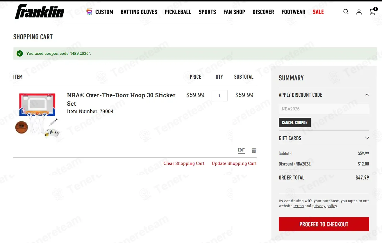 Franklin Sports coupon code: 20% off with NBA2026. Tested and valid as 4 days ago.