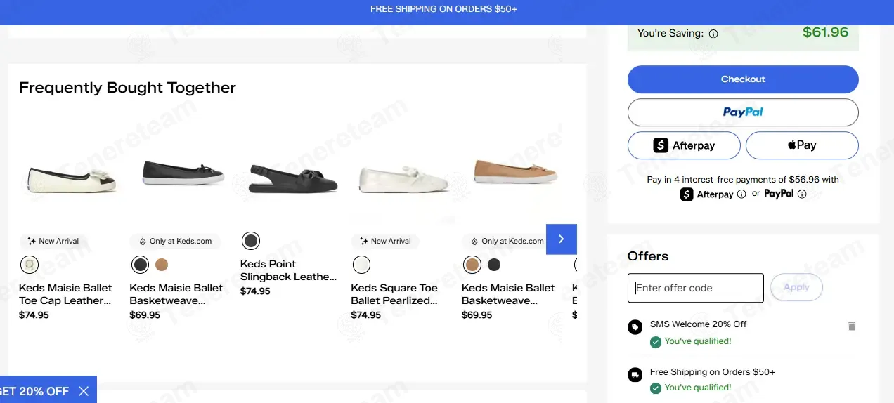 Keds coupon code: 20% off with TX7SMS20. Tested and valid as 3 weeks ago.