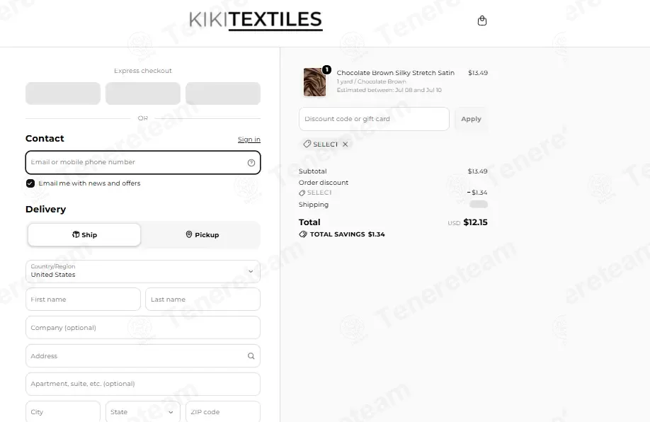 Kiki Textiles apply coupon code