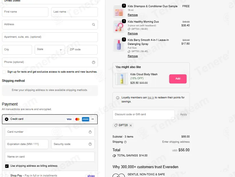 Evereden coupon code: 20% off with GIFT20. Tested and valid as 1 month ago.
