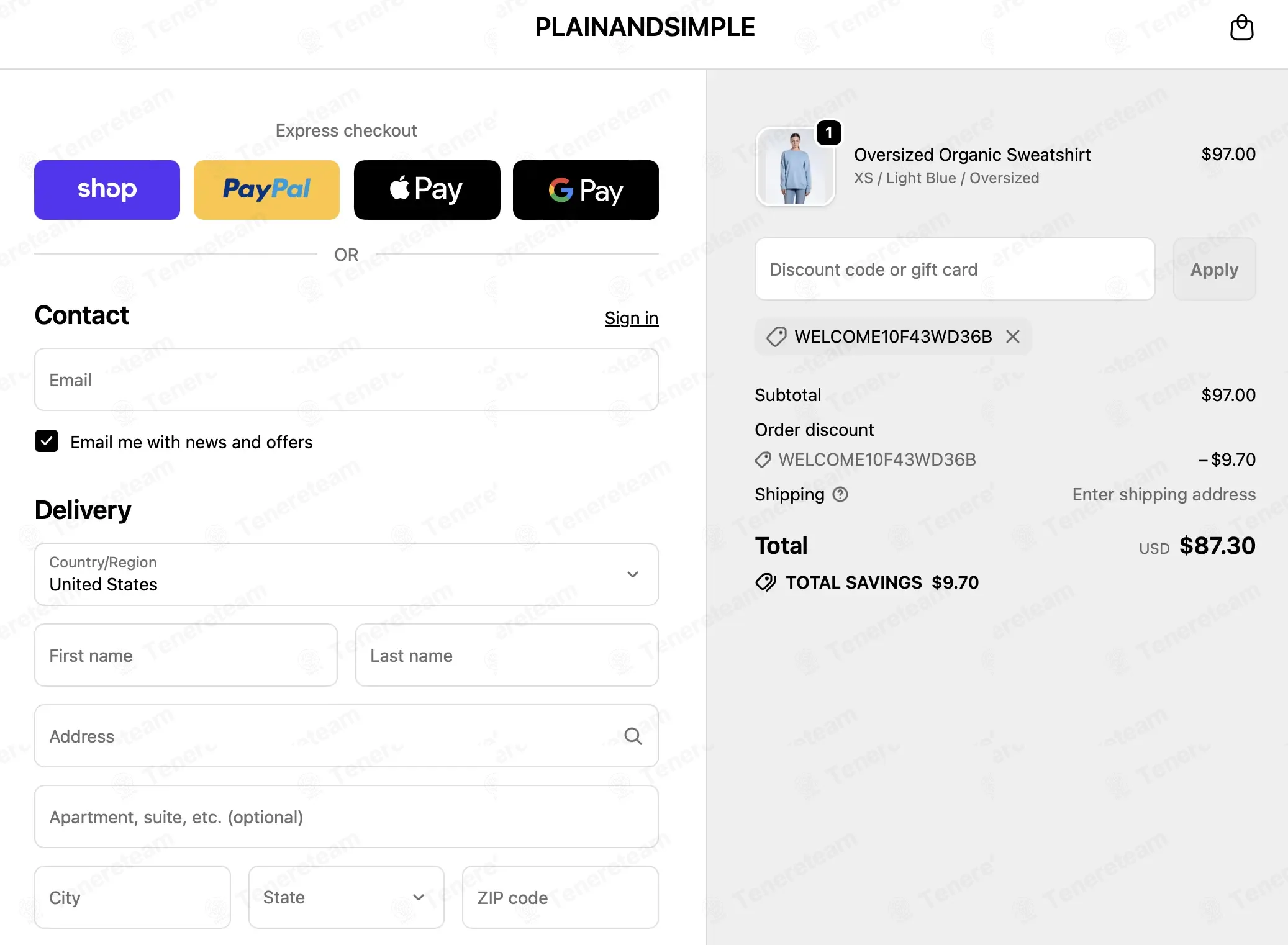 Plainandsimple coupon code: 10% off with WELCOME10F43WD36B. Tested and valid as 2 months ago.