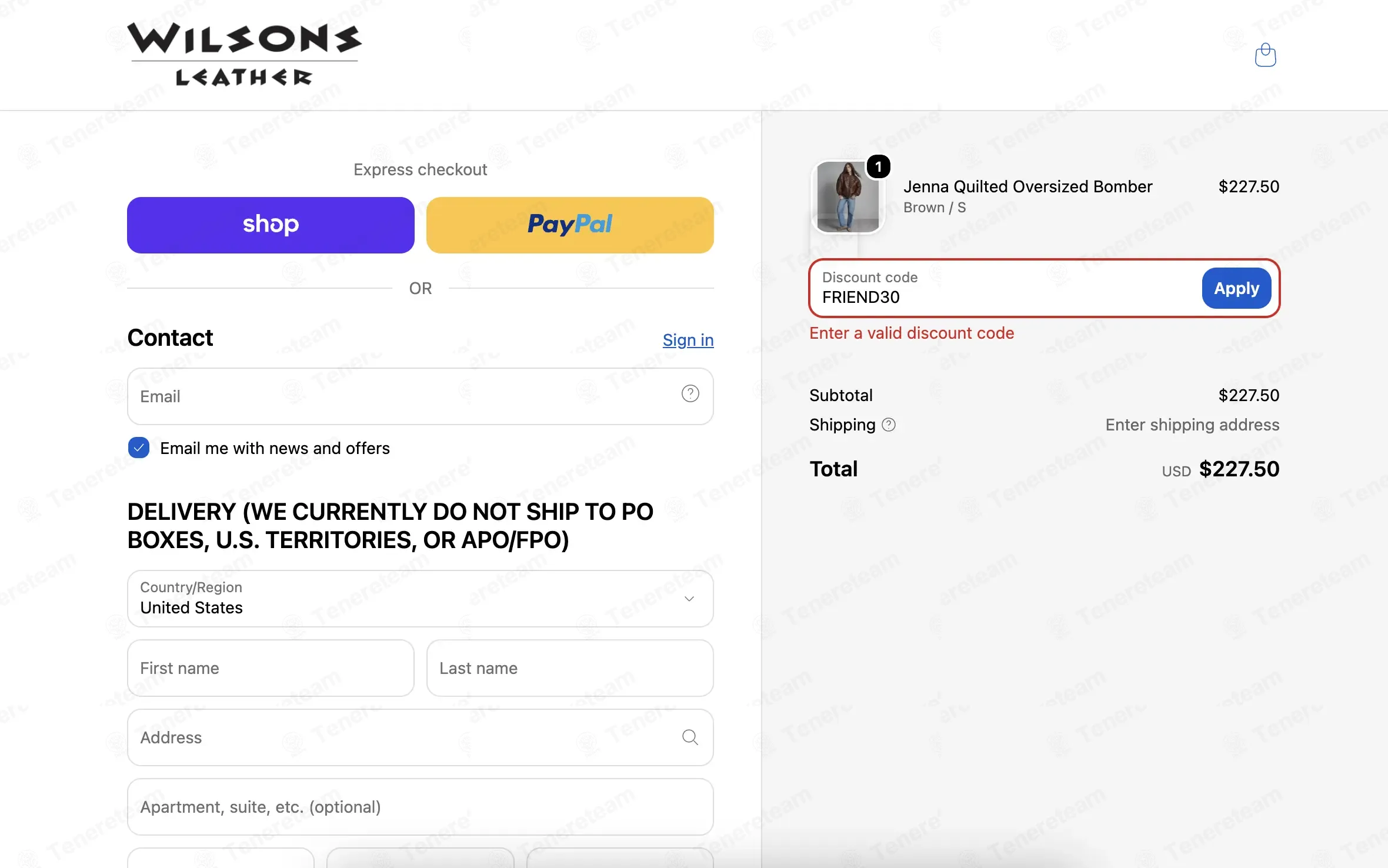 Wilson's Leather coupon code: 30% off with FRIEND30. Tested and valid as 3 weeks ago.
