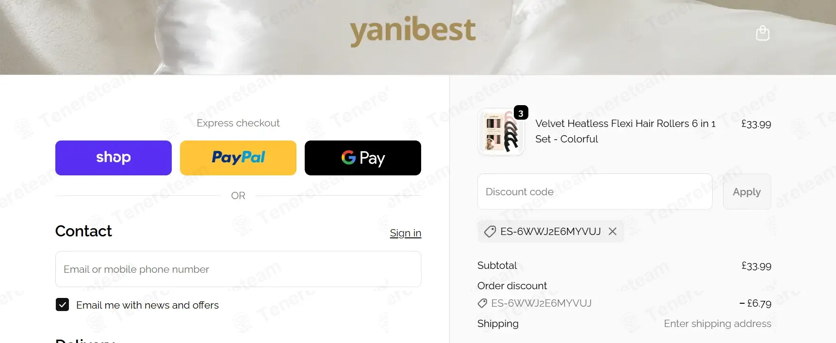 Yanibest coupon code: 20% off with ES-6WWJ2E6MYVUJ. Tested and valid as 1 week ago.