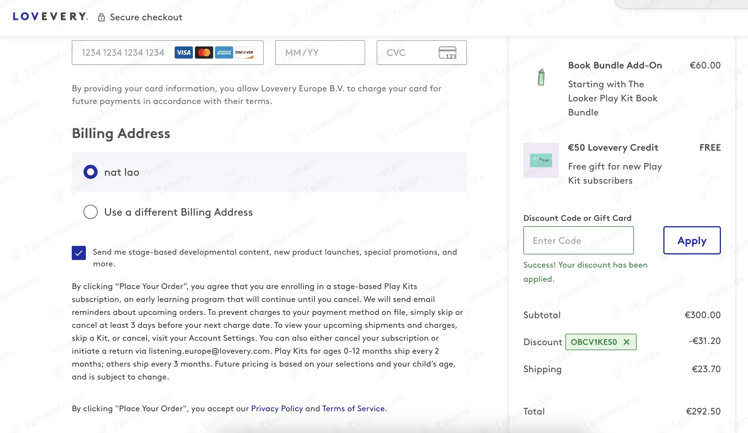 Lovevery EU coupon code: 10% off with OBCV1KES0. Tested and valid as 2 months ago.