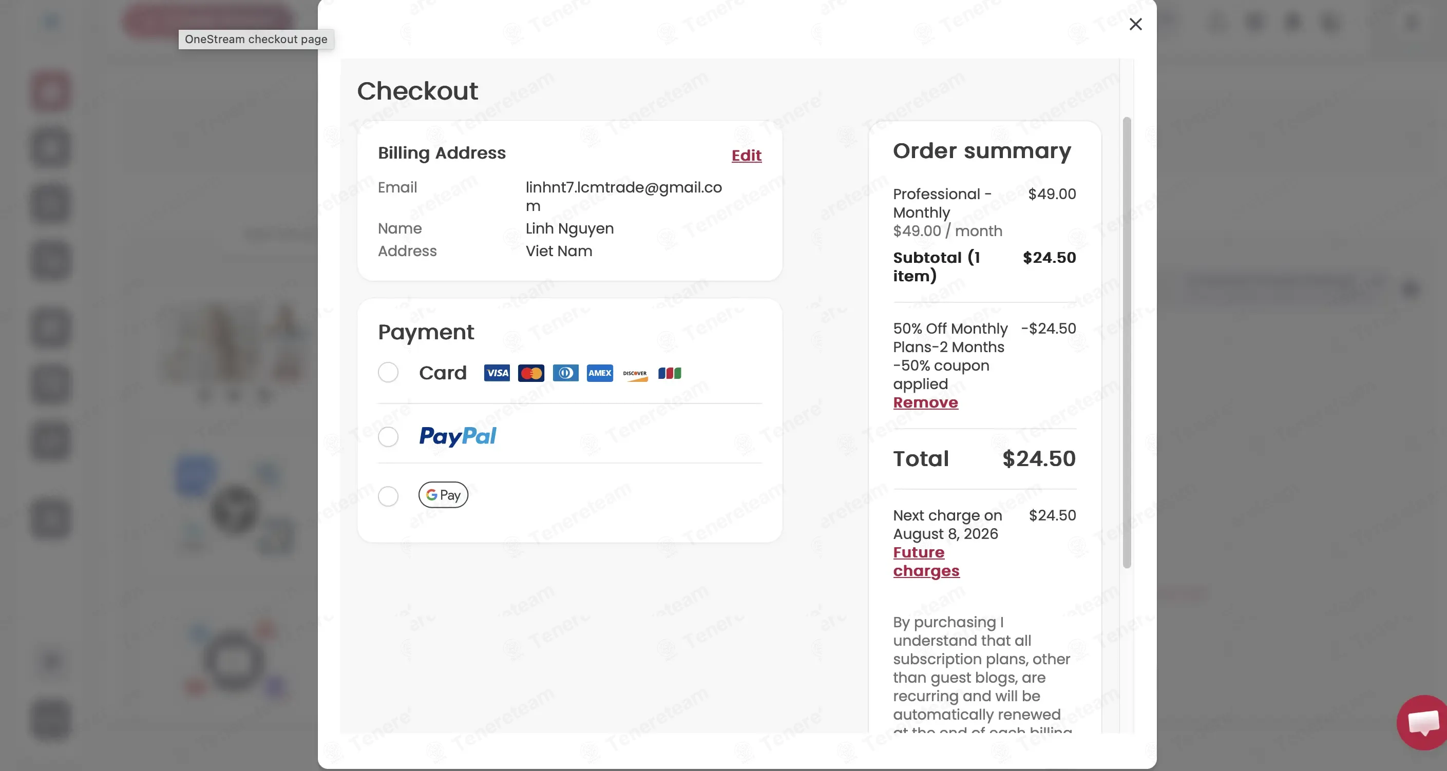 OneStream Live coupon code re-checked and confirmed working at checkout