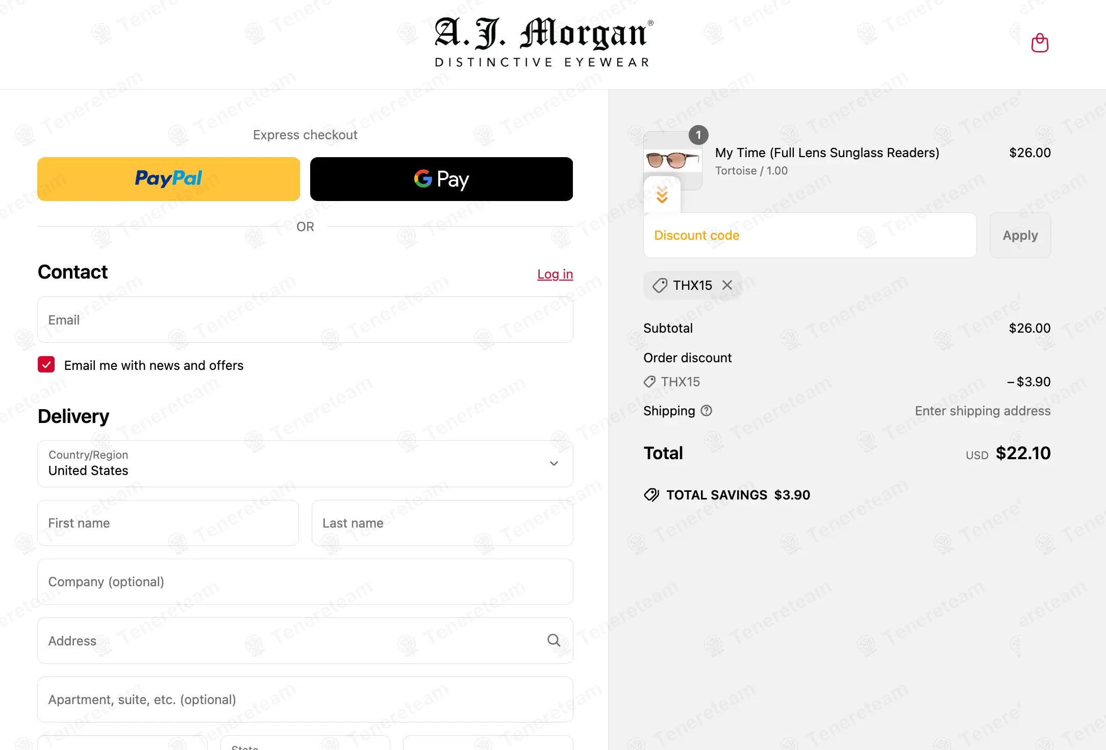 AJ Morgan Eyewear coupon code: 15% off with THX15. Tested and valid as 7 months ago.