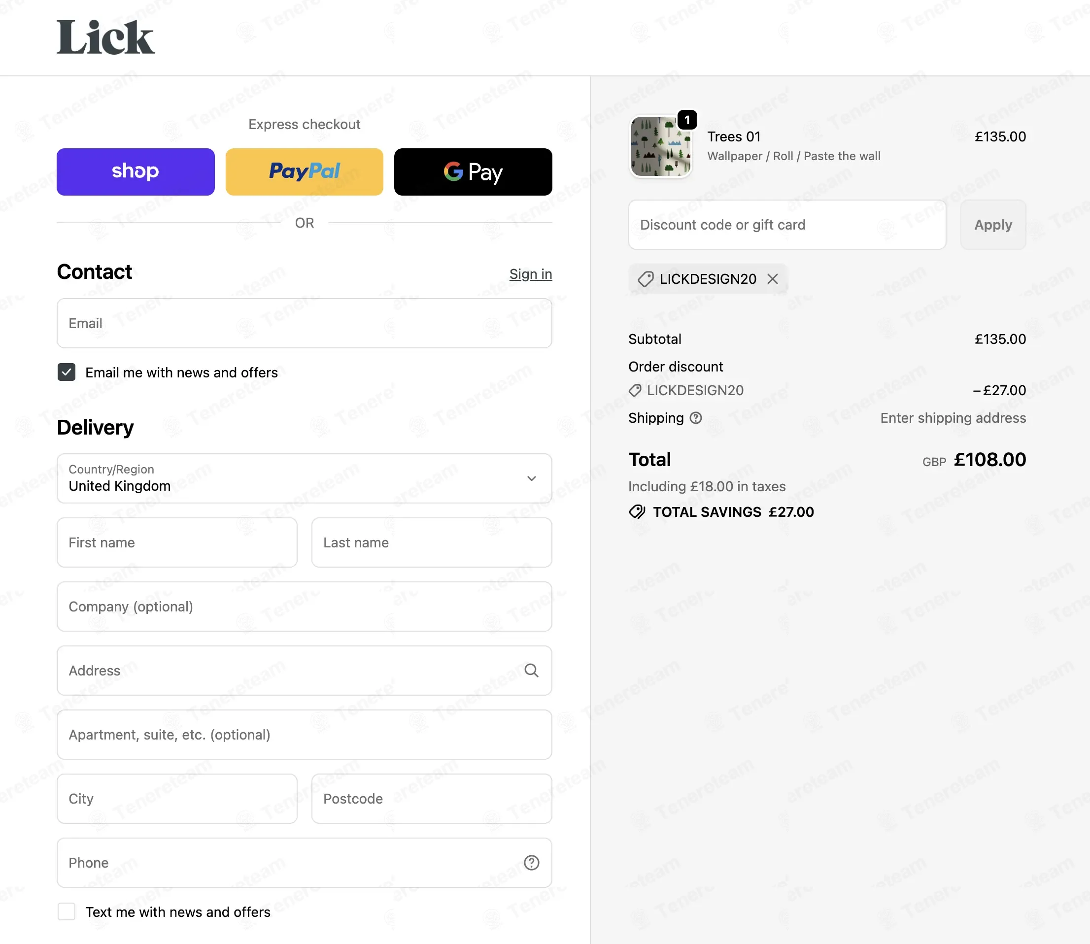 Lick coupon code: 20% off with LICKDESIGN20. Tested and valid as 2 days ago.