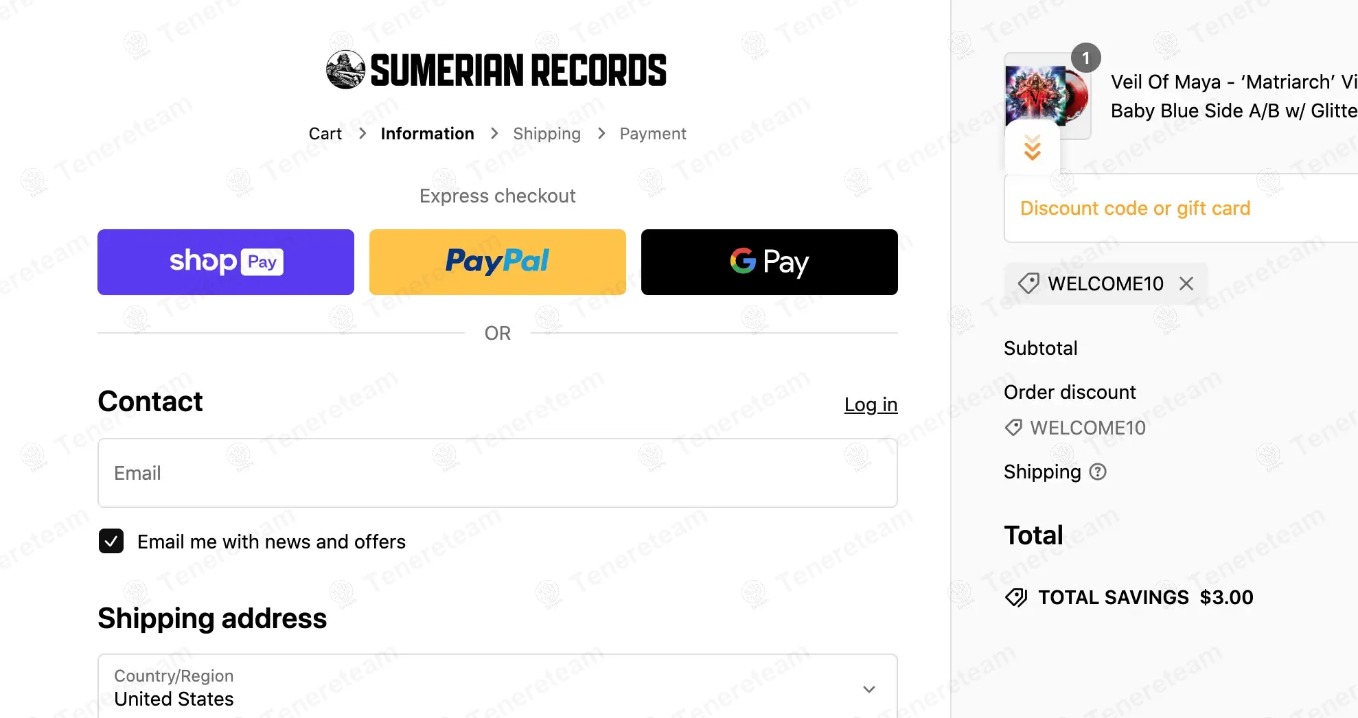 Sumerian Merch apply coupon code