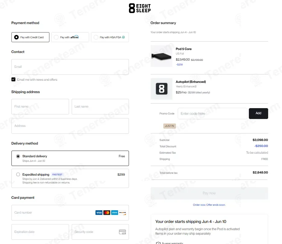 Eight Sleep coupon code: Sale off with JUSTIN. Tested and valid as 4 weeks ago.