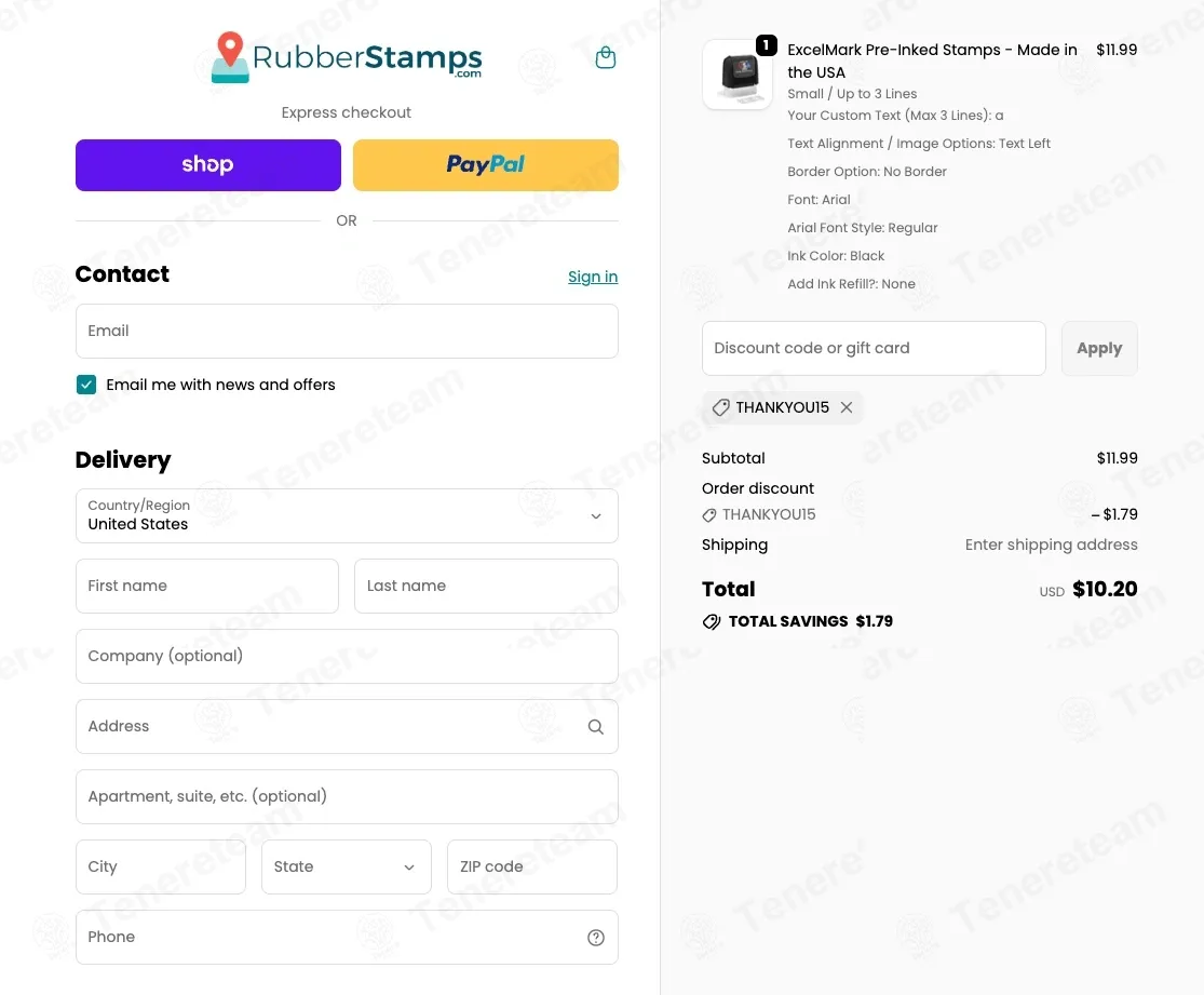 Rubberstamps.com coupon code: 15% off with THANKYOU15. Tested and valid as 6 months ago.
