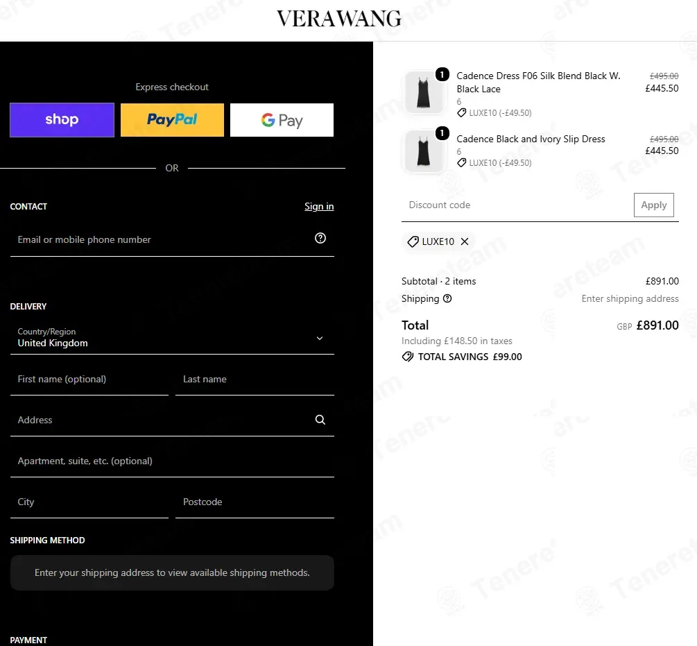 Vera Wang UK apply coupon code
