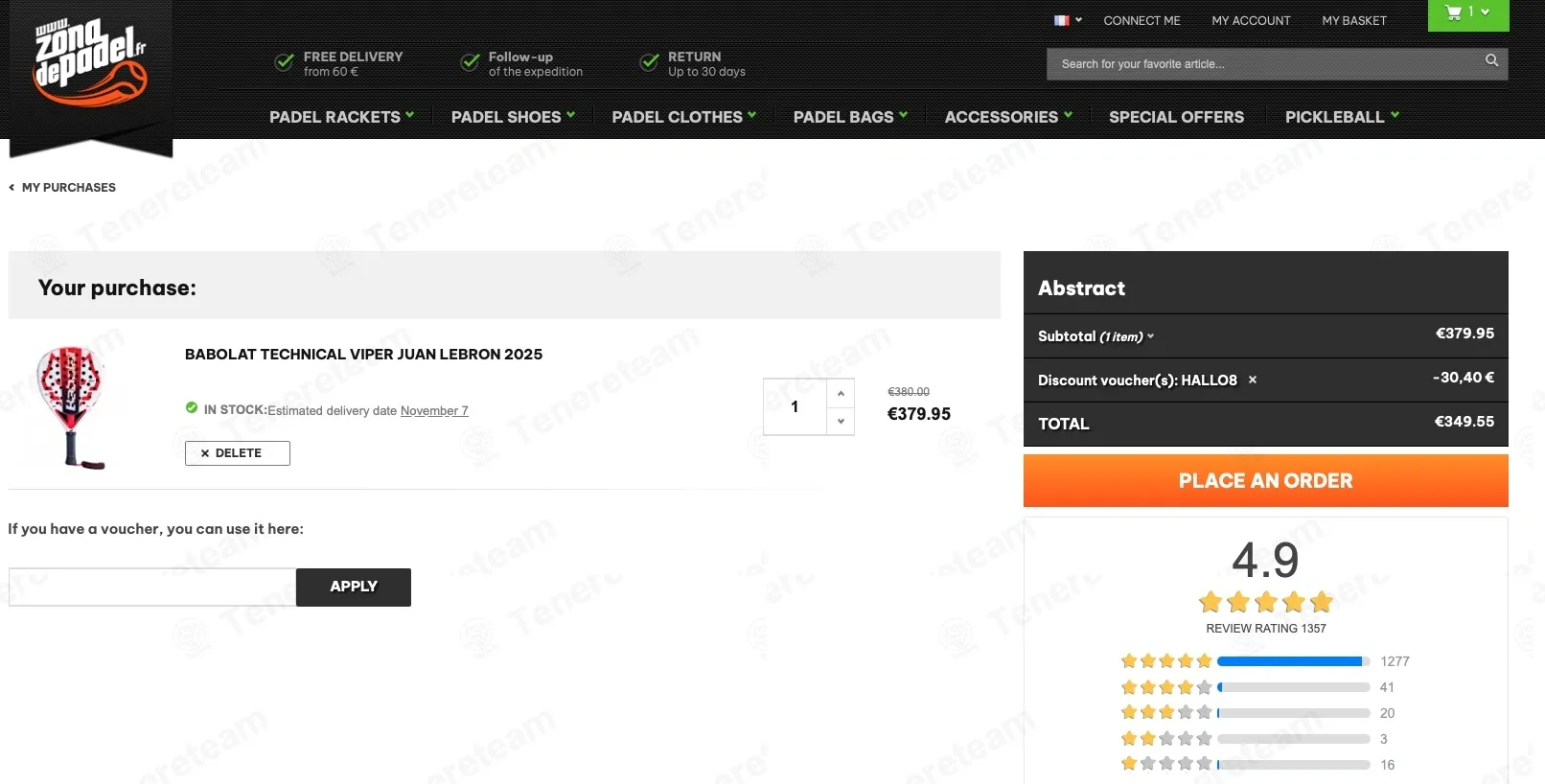 Zona de Padel FR coupon code: 8% off with HALLO8. Tested and valid as 9 months ago.