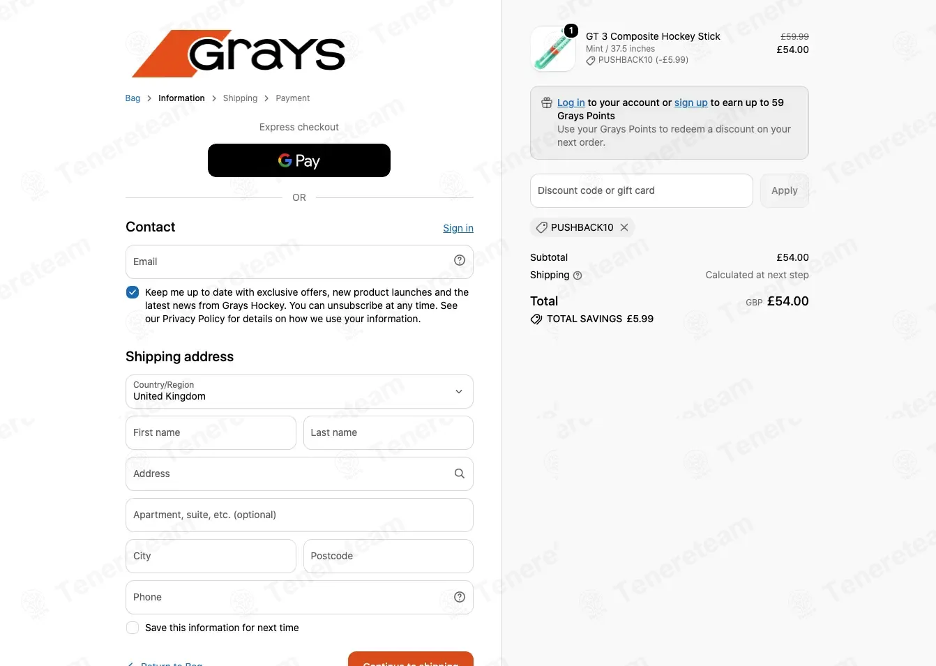 Grays Hockey coupon code: 10% off with PUSHBACK10. Tested and valid as 2 weeks ago.