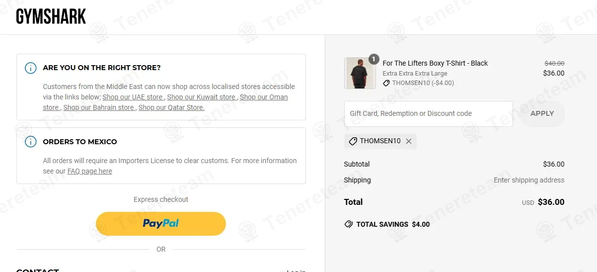 Gymshark Ireland coupon code: 10% off with THOMSEN10. Tested and valid as 1 year ago.