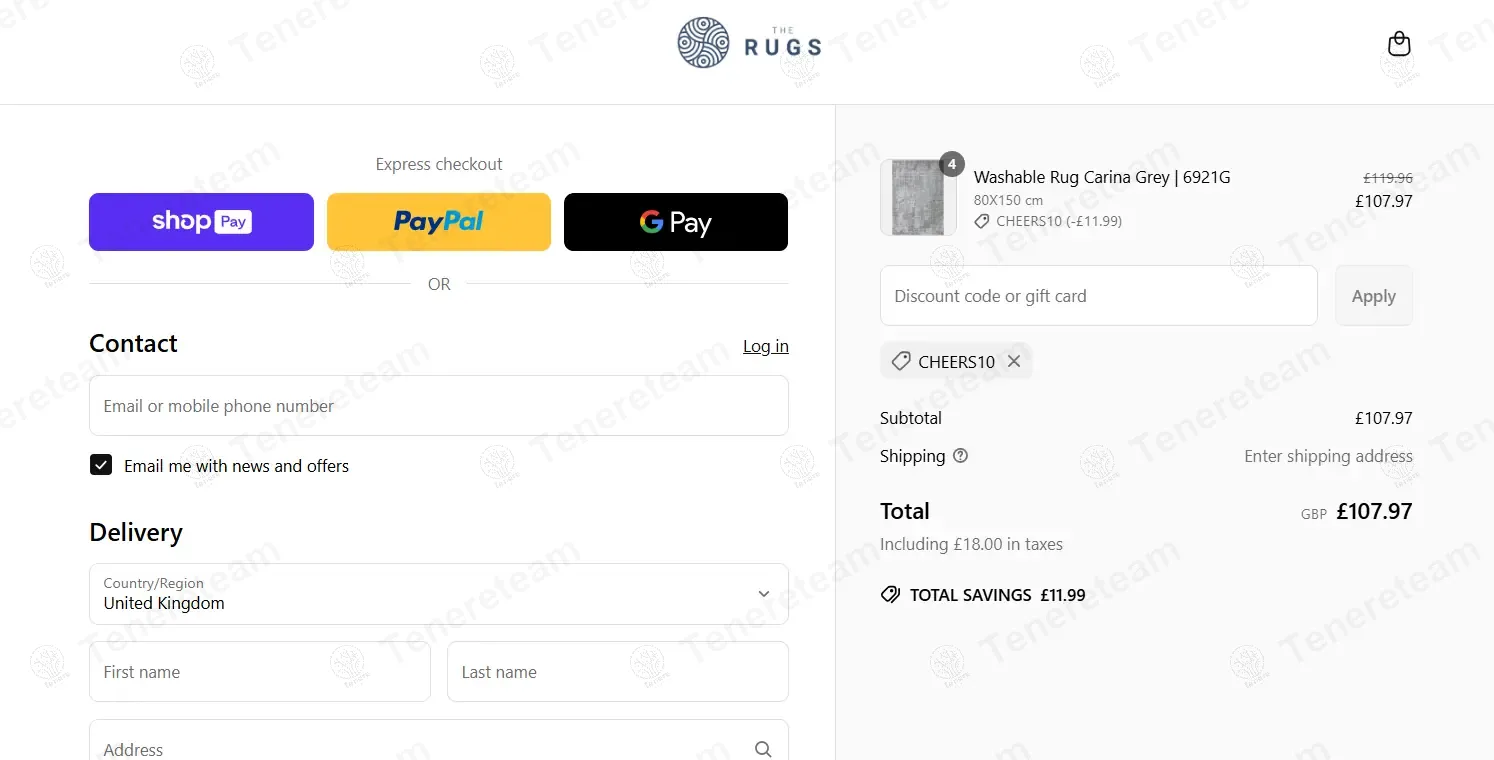 The Rugs coupon code: 10% off with CHEERS10. Tested and valid as 1 year ago.