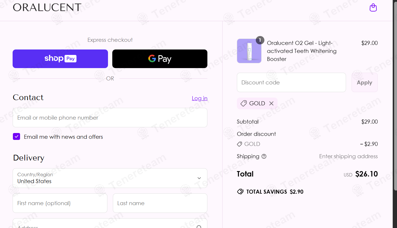 Oralucent coupon code: 10% off with GOLD. Tested and valid as 1 year ago.