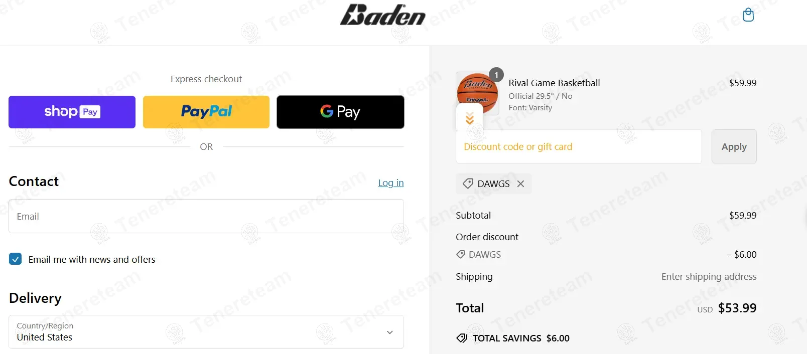 Baden Sports apply coupon code