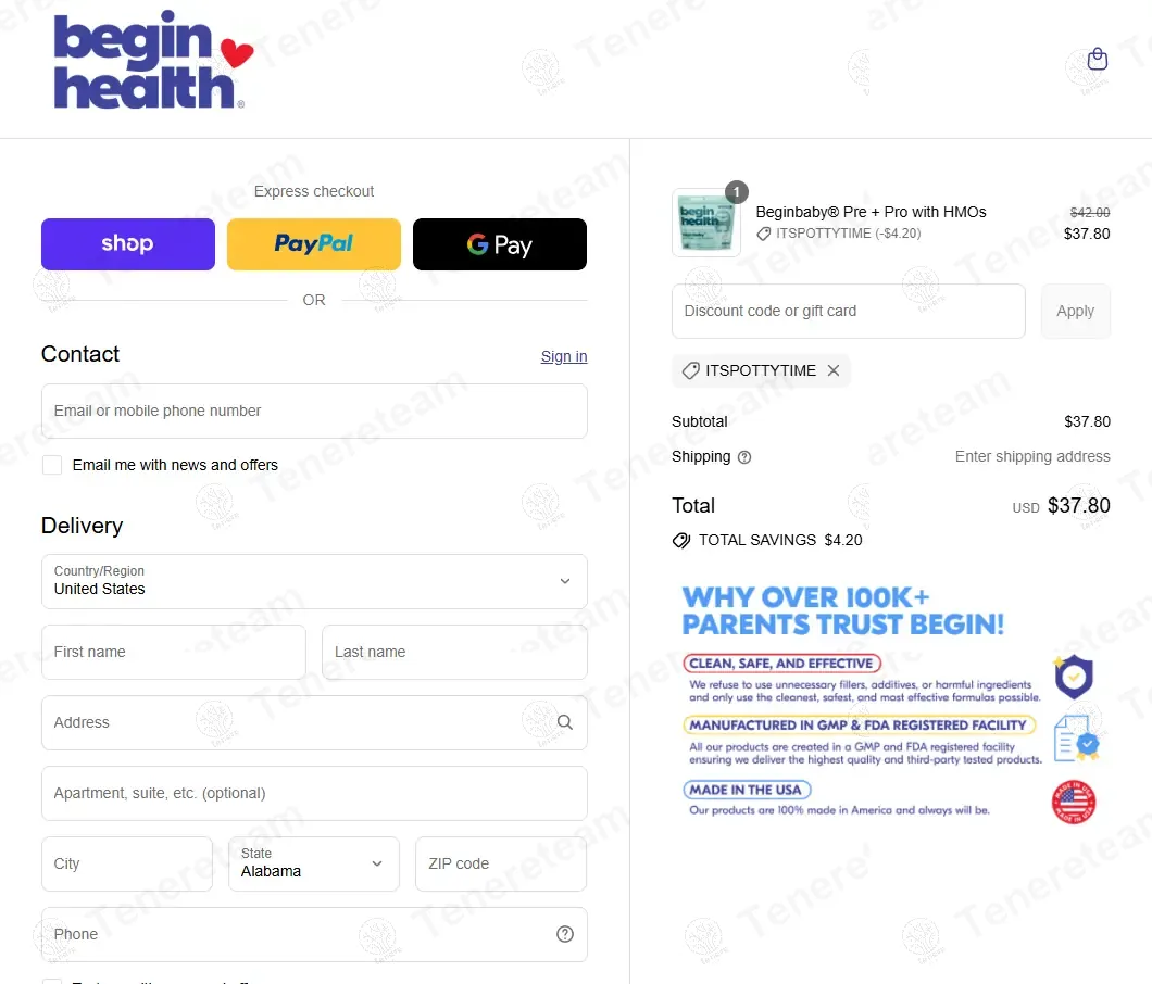Begin Health coupon code: 10% off with ITSPOTTYTIME. Tested and valid as 10 months ago.