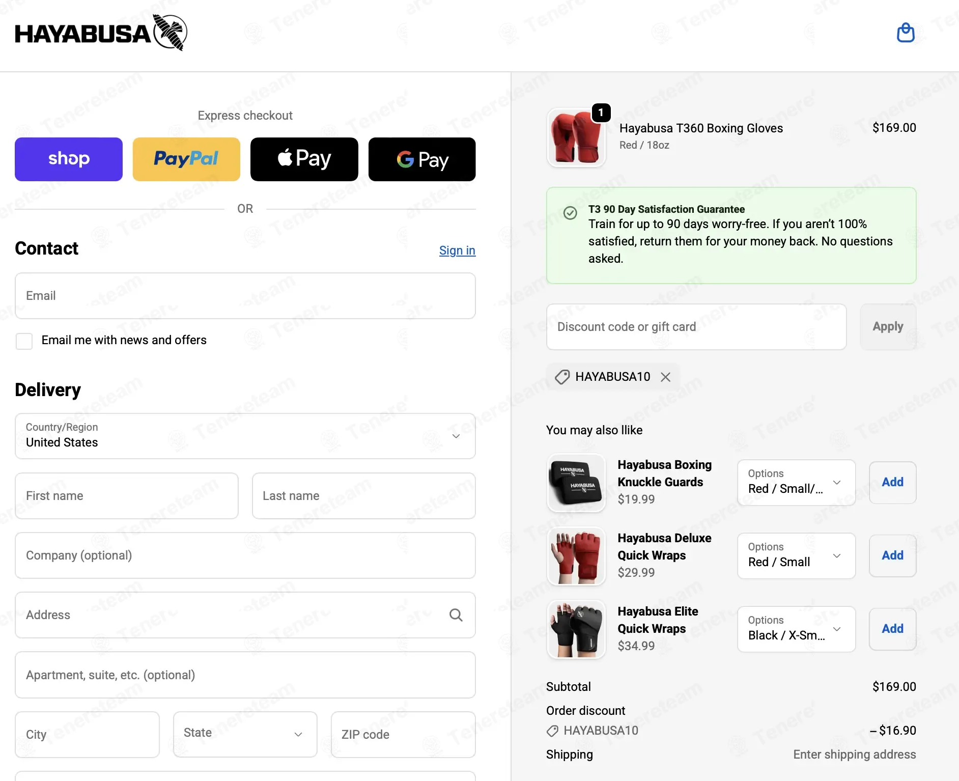Hayabusa Fight coupon code: 10% off with HAYABUSA10. Tested and valid as 2 weeks ago.