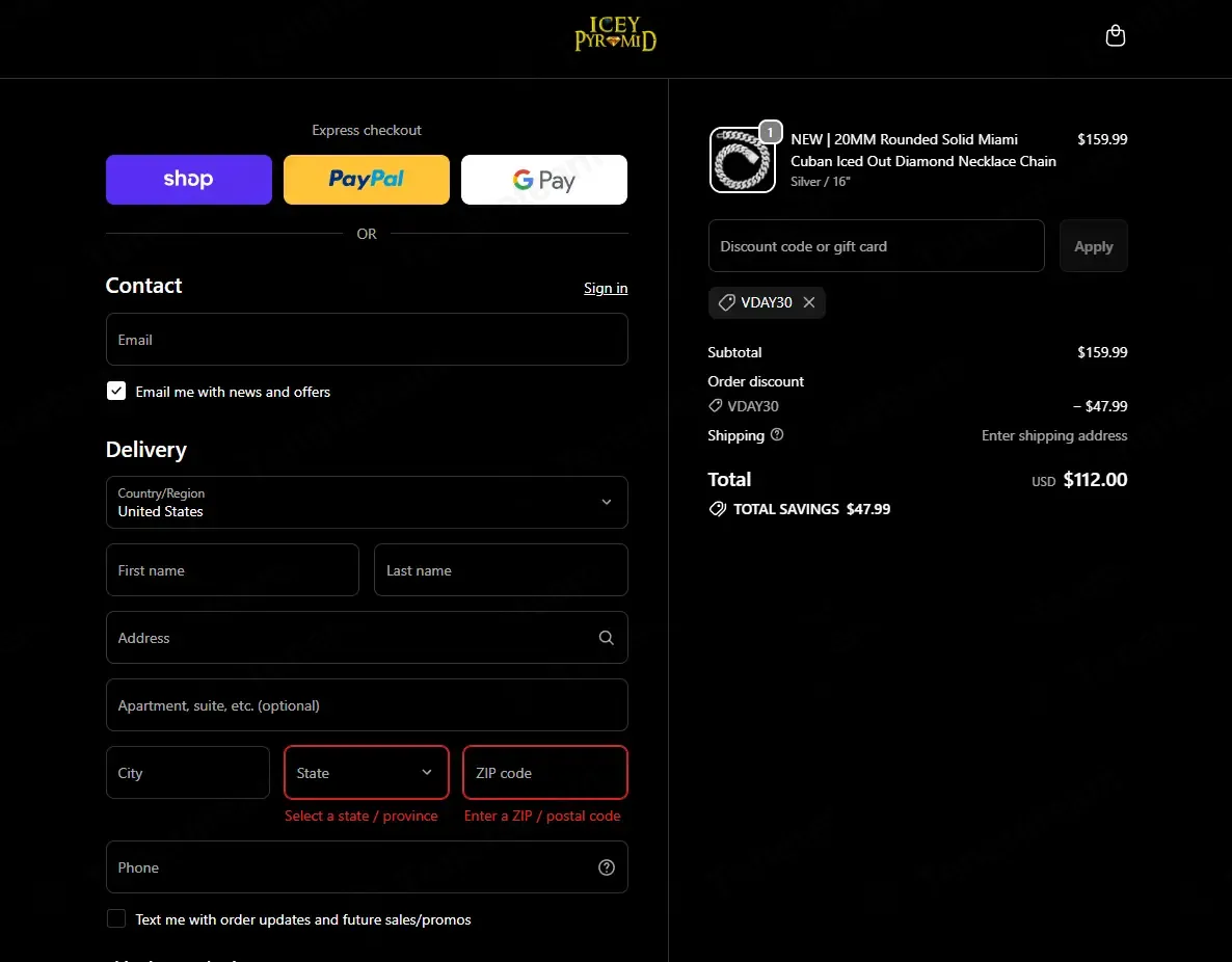 Icey Pyramid coupon code verified as working at checkout