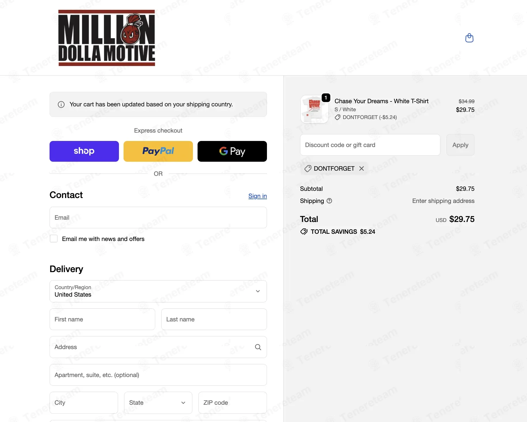 Million Dolla Motive coupon code: 15% off with DONTFORGET. Tested and valid as 6 months ago.