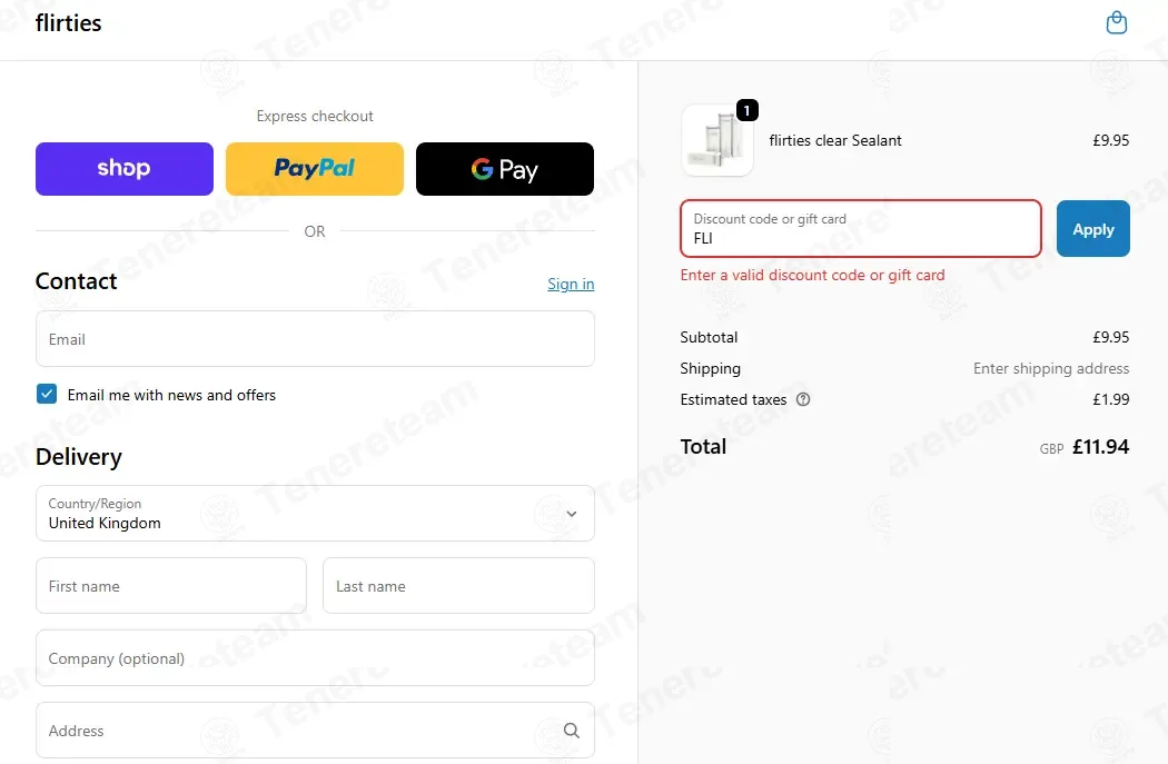 Flirties coupon code: 10% off with FLI. Tested and valid as 2 months ago.