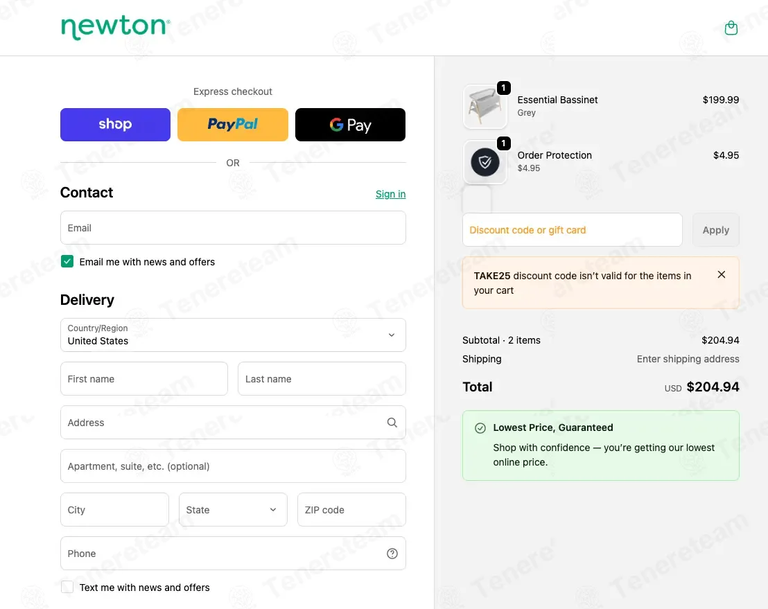 Newton Baby coupon code: $25 off with TAKE25. Tested and valid as 1 month ago.