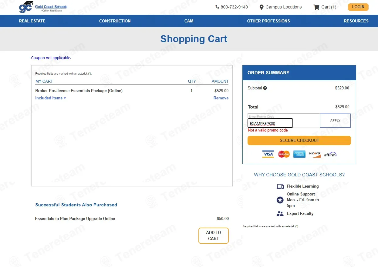 Gold Coast Schools coupon code: $300 off with EXAMPREP300. Tested and valid as 4 months ago.