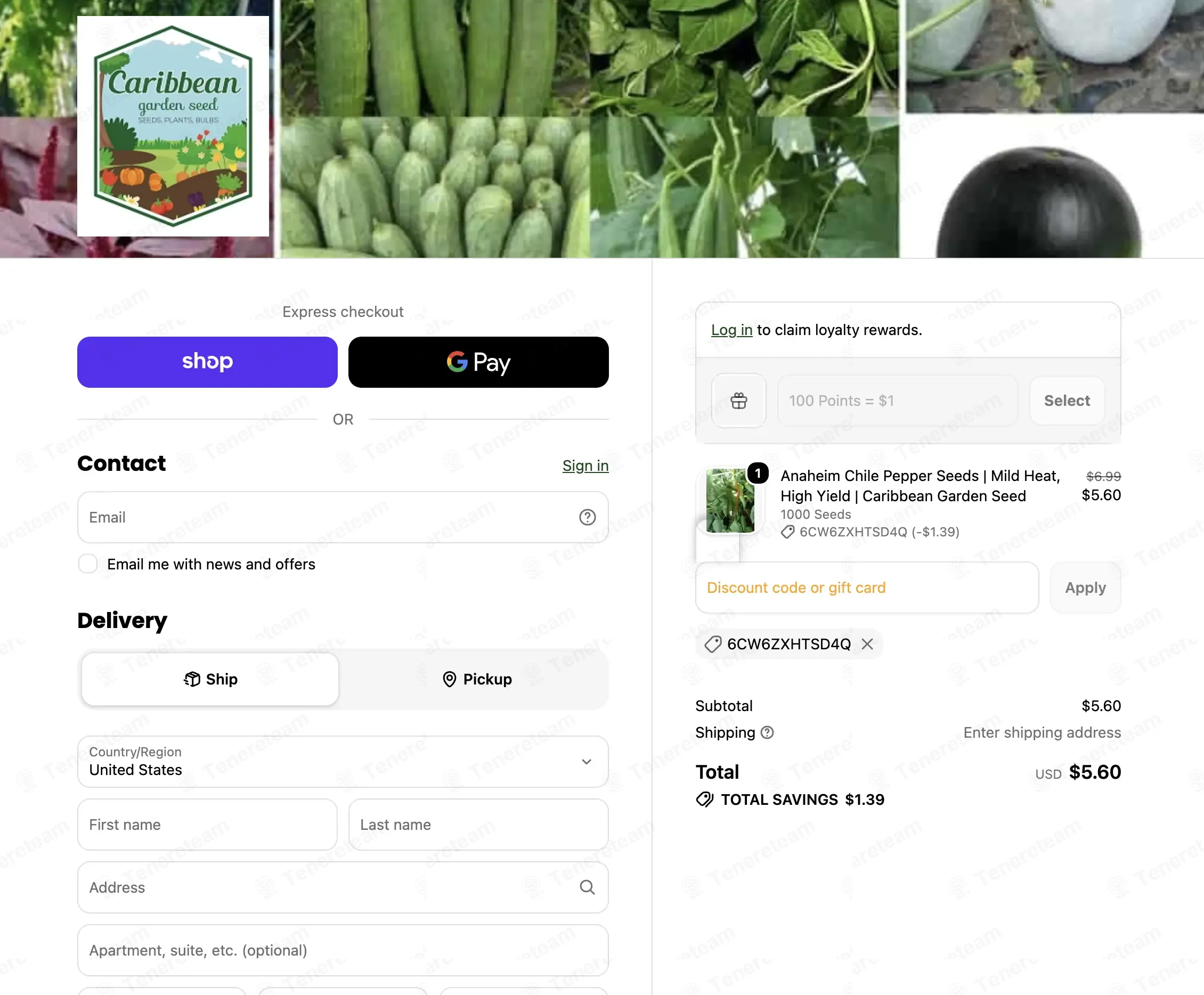 Caribbean Garden Seed coupon code: 20% off with 6CW6ZXHTSD4Q. Tested and valid as 51 seconds ago.